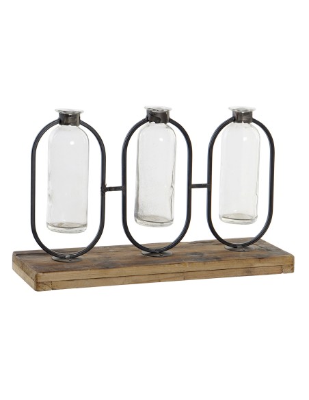 JARRON SET 3 CRISTAL METAL 38X11,5X23 NEGRO