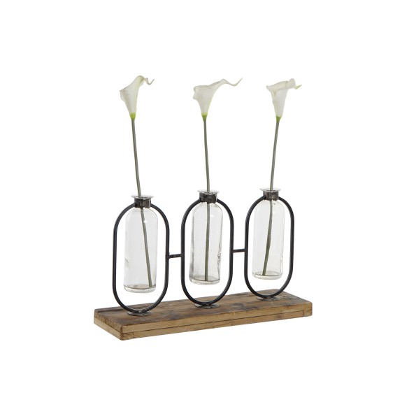 JARRON SET 3 CRISTAL METAL 38X11,5X23 NEGRO