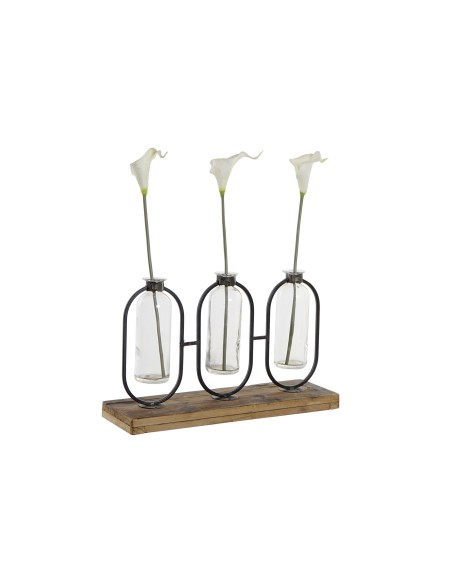 JARRON SET 3 CRISTAL METAL 38X11,5X23 NEGRO