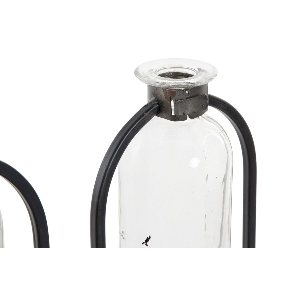 JARRON SET 3 CRISTAL METAL 38X11,5X23 NEGRO