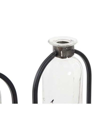 JARRON SET 3 CRISTAL METAL 38X11,5X23 NEGRO