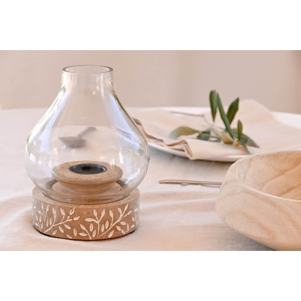 PORTAVELA MANGO CRISTAL 14X14X16 TALLADO