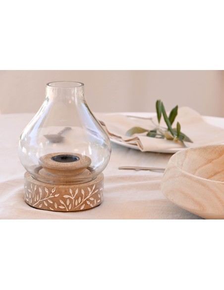 PORTAVELA MANGO CRISTAL 14X14X16 TALLADO