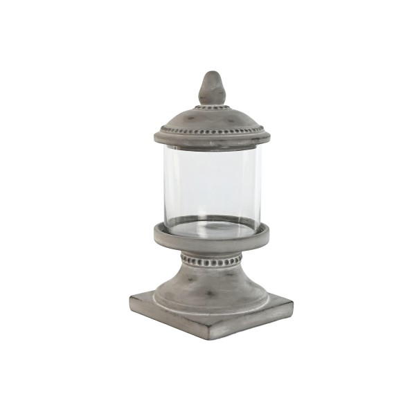 FAROLA CEMENTO CRISTAL 19X19X40 DESGASTADO GRIS