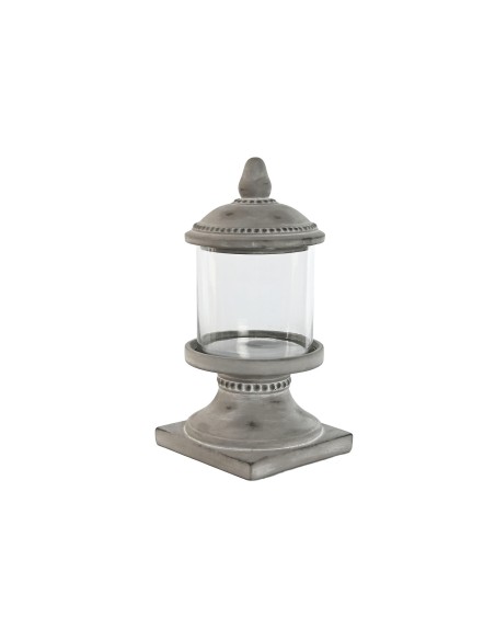 FAROLA CEMENTO CRISTAL 19X19X40 DESGASTADO GRIS