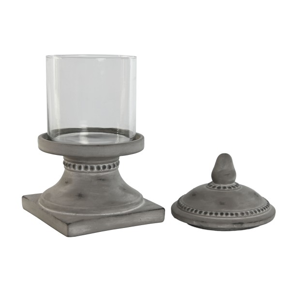 FAROLA CEMENTO CRISTAL 19X19X40 DESGASTADO GRIS