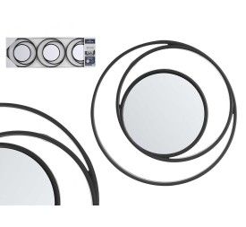 SET 3 ESPEJOS PLASTICO ABSTRACTO REDONDO NEGRO