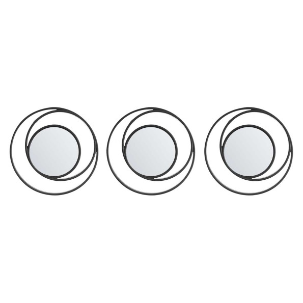 SET 3 ESPEJOS PLASTICO ABSTRACTO REDONDO NEGRO