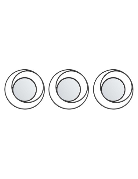 SET 3 ESPEJOS PLASTICO ABSTRACTO REDONDO NEGRO