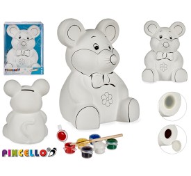 HUCHA PARA PINTAR RATON GRANDE 16,3 x 14,7 x 20,8 cm.