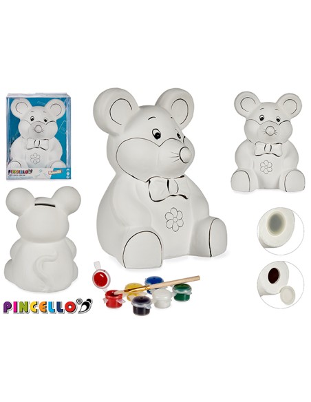 HUCHA PARA PINTAR RATON GRANDE 16,3 x 14,7 x 20,8 cm.