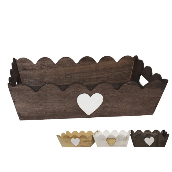 CAJA MADERA 3 COL SURT CORAZON 30X20X8CM