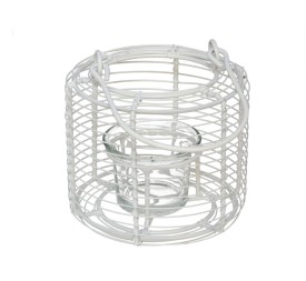 PORTAVELAS BLANCO C/VASO CRISTAL CALCUTA 11X8CM