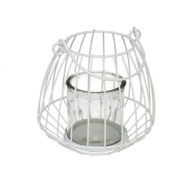 PORTAVELAS BLANCO C/VASO CRISTAL BANGALORE 17X9CM