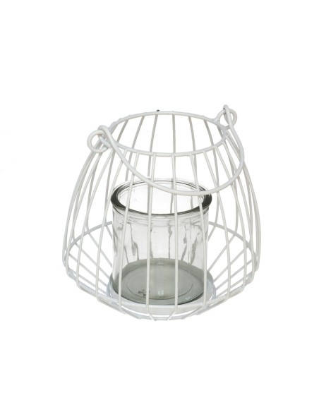 PORTAVELAS BLANCO C/VASO CRISTAL BANGALORE 17X9CM