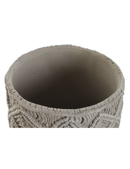 MACETERO SET 2 CEMENTO 20X20X18 MACRAME GRIS CLARO