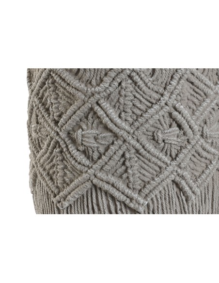 MACETERO SET 2 CEMENTO 20X20X18 MACRAME GRIS CLARO