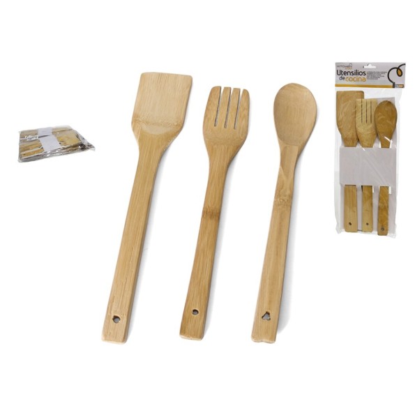 SET UTENSILIOS DE COCINA X3 - BAMBÚ