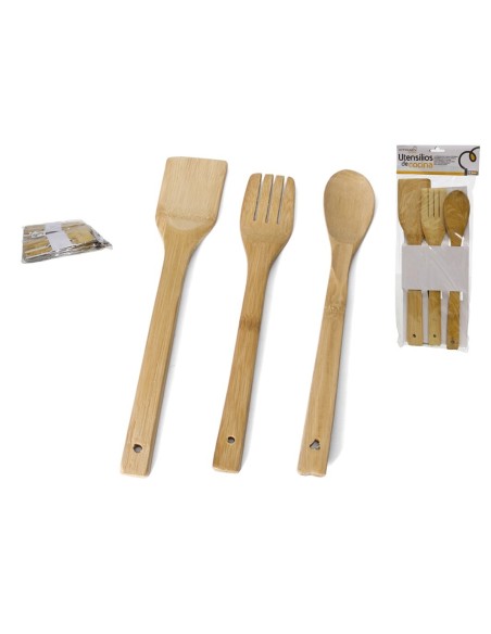 SET UTENSILIOS DE COCINA X3 - BAMBU