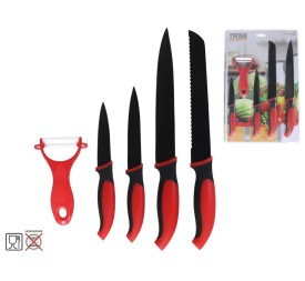 SET 5 PCS CUCHILLO Y PELADOR ACERO MANGO PLASTICO