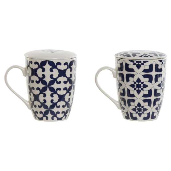 MUG INFUSIONES PORCELANA 12X9X10,5 340ML CAJA MOSAICO AZUL