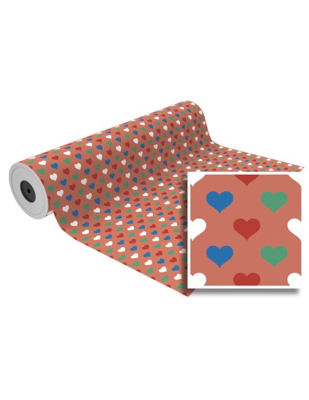 BOB. PAPEL REGALO CORAZONES COLORES (62CM)