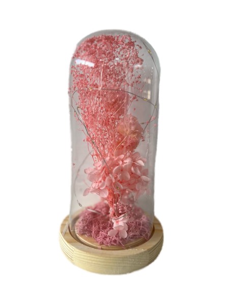 CUPULA FLOR SECA LED ROSA