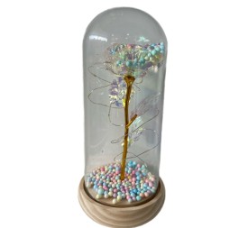 CUPULA DECORACION DE ROSA TORNASOL LED