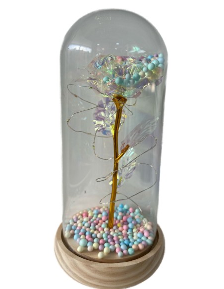 CUPULA DECORACION DE ROSA TORNASOL LED