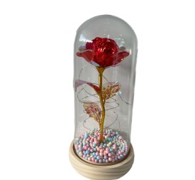 CUPULA DECORACION DE ROSA LED ROJO