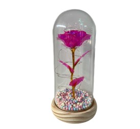 CUPULA DECORACION DE ROSA LED FUCSIA