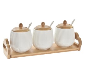 SALSERA SET 4 PORCELANA BAMBU 31X9X6,5 BLANCO