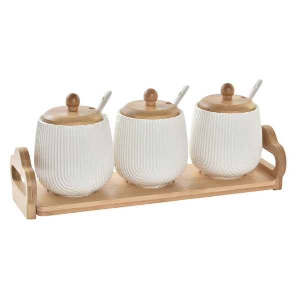 SALSERA SET 4 PORCELANA BAMBU 31X9X6,5 BLANCO