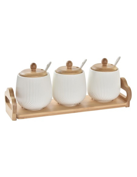 SALSERA SET 4 PORCELANA BAMBU 31X9X6,5 BLANCO