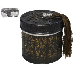 CAJA ALUMINIO REDONDA 7CM ORO CON BORLA