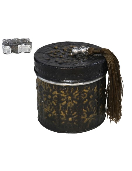 CAJA ALUMINIO REDONDA 7CM ORO CON BORLA