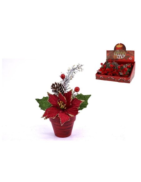 MACETA FLOR DE PASCUA BORDE ORO 17CM