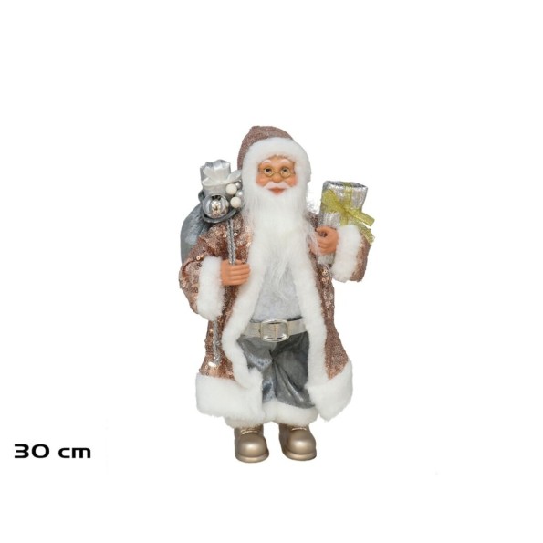 SANTA CLAUS LENTEJUELAS ROSA 30CM