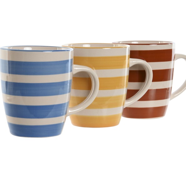 MUG LOZA 12,5X8,5X11 360 ML, RAYAS 3 SURT.