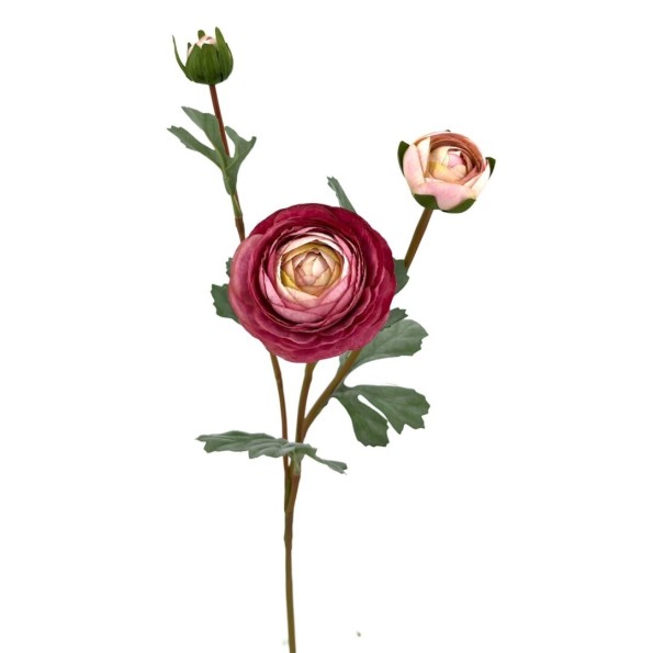 RANUNCULUS X3 POLIEST.ROSA 60cm(7cm) (A237-4)