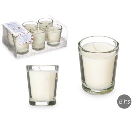 SET 6 VELAS VASO VIDRIO ALGODON