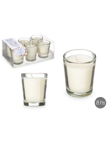 SET 6 VELAS VASO VIDRIO ALGODON