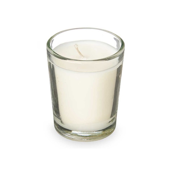 SET 6 VELAS VASO VIDRIO ALGODON