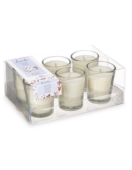 SET 6 VELAS VASO VIDRIO ALGODON