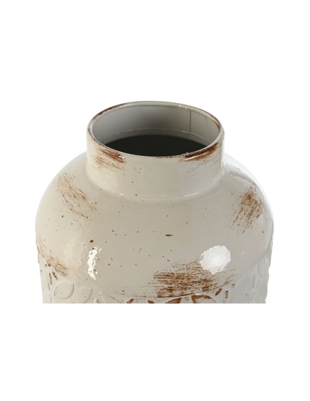 JARRON METAL 15X15X36 JARRON ENVEJECIDO BLANCO