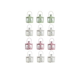 FAROLA SET 3 HIERRO CRISTAL 7X7X10 HOJA 4 SURT.