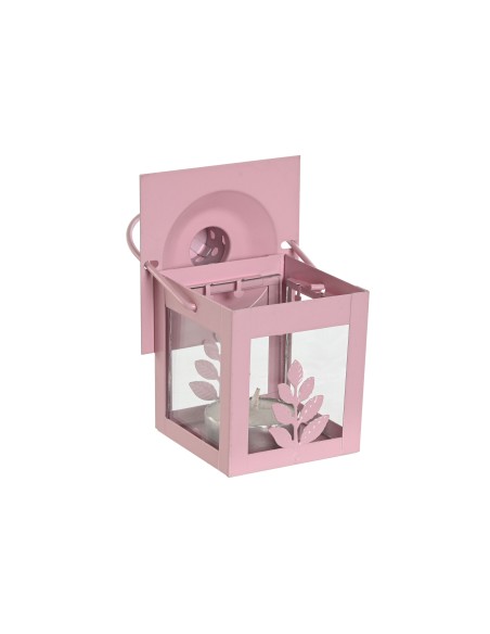 FAROLA SET 3 HIERRO CRISTAL 7X7X10 HOJA 4 SURT.