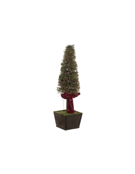 ARBOL LED RATAN 12X12X48 MACETA LAZO ROJO