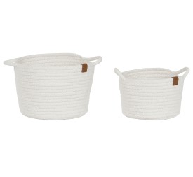 CESTA SET 2 ALGODON 22X22X16 CON ASAS BLANCO