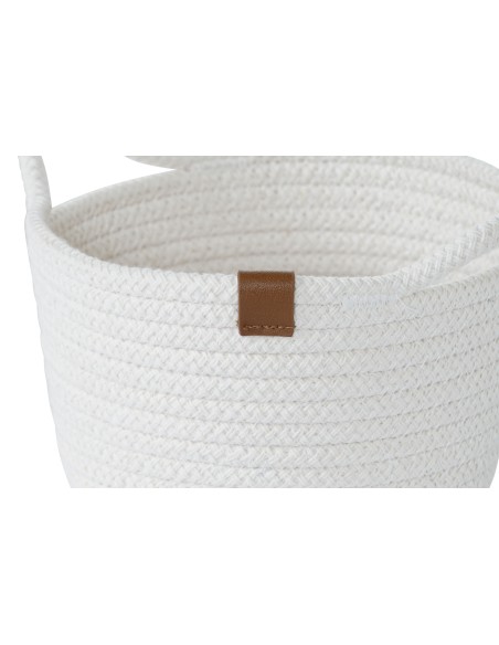 CESTA SET 2 ALGODON 22X22X16 CON ASAS BLANCO